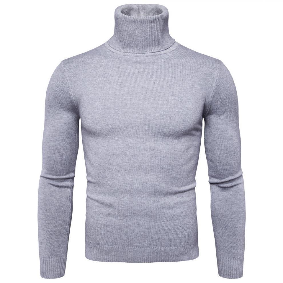 Men's narrow-cut turtleneck sweater made of merino cotton blend with high collar Mune Fashion
