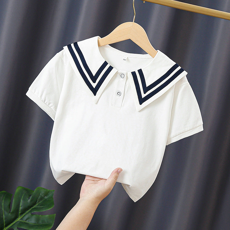 Girl's sailor blouse with elegant stripe details Mune Fashion