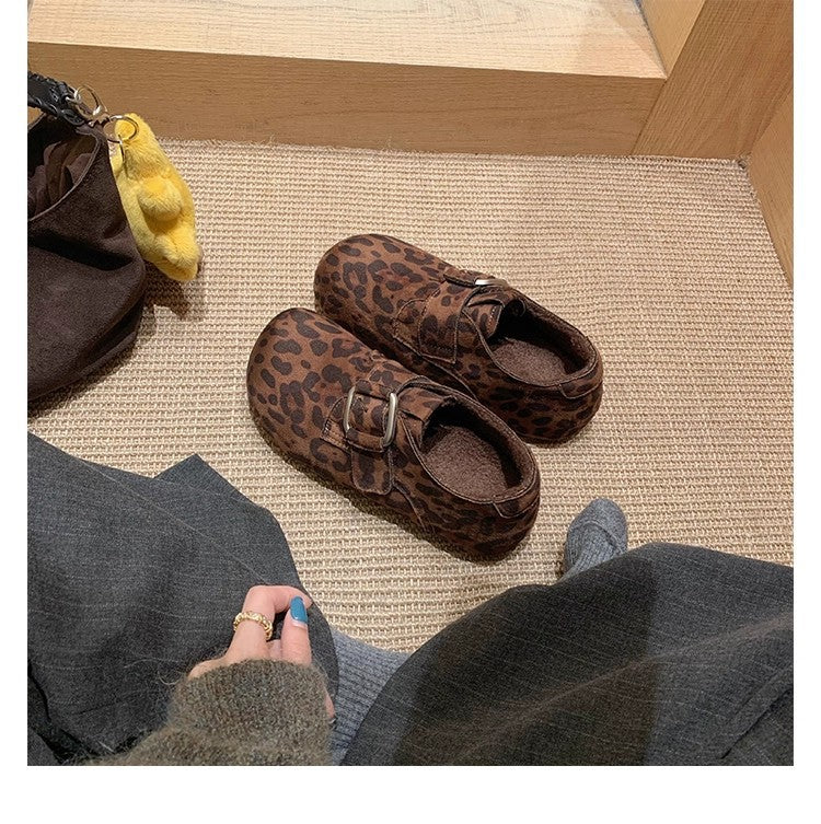 Women's Padded Suede Mary Jane Slippers with Adjustable Metal Buckle Mune Fashion