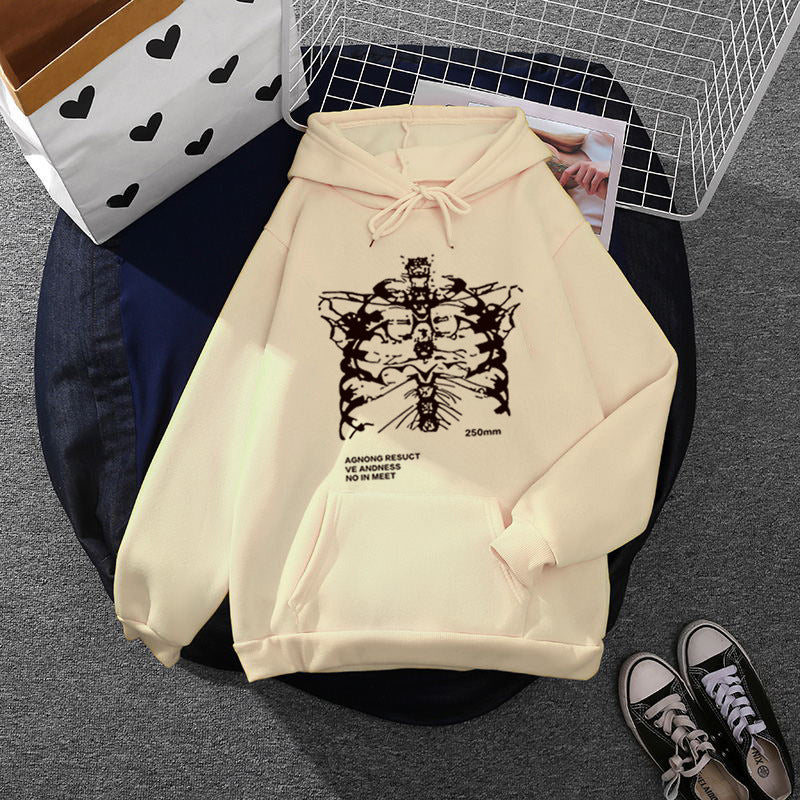 Unisex oversized hoodie with anatomical graphic print, kangaroo pocket and adjustable drawstring Mune Fashion