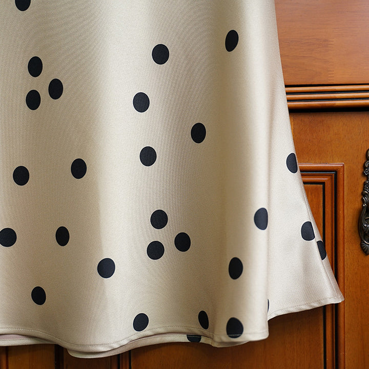 Women Elegant, Swinging Midi Skirt with Polka Dots Mune Fashion