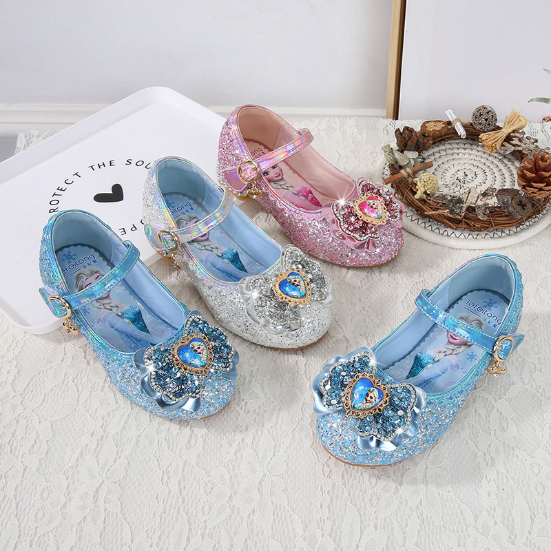 Girls Festive Glitter Ballerinas with Flower Appliqué Mune Fashion