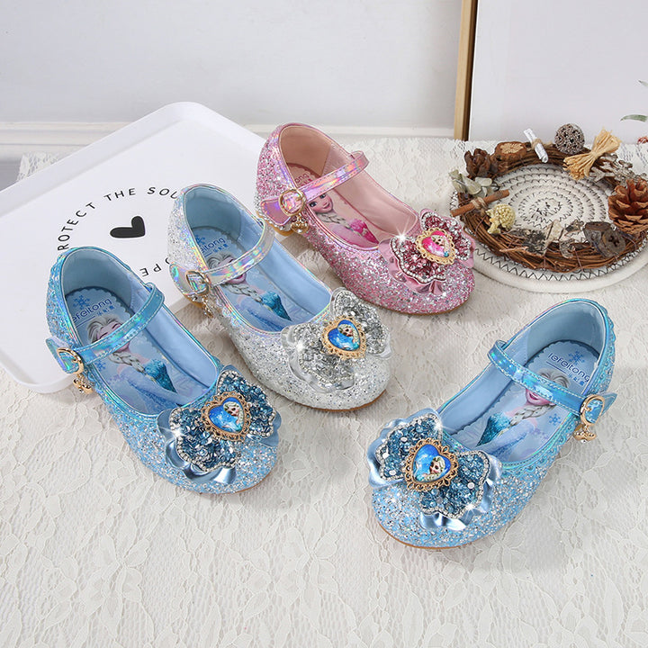 Girls Festive Glitter Ballerinas with Flower Appliqué Mune Fashion