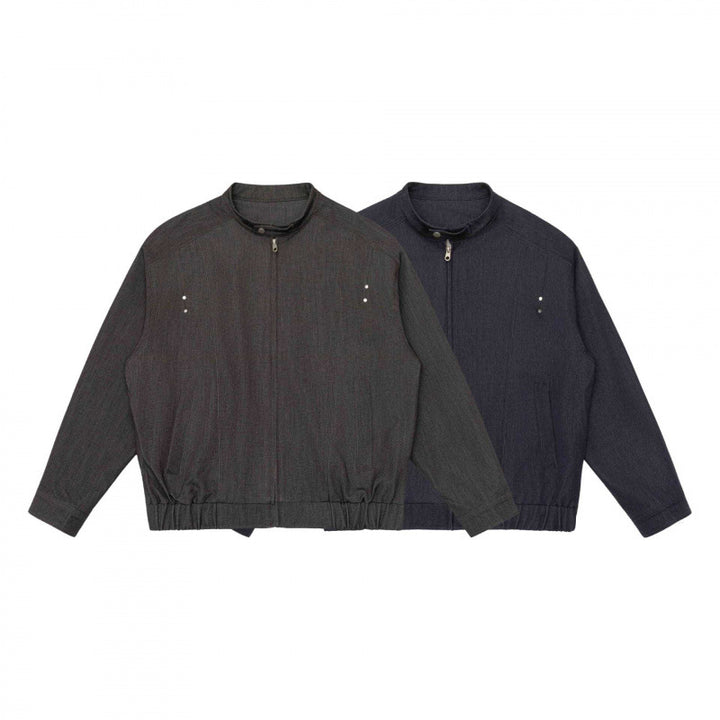 Unisex short jacket in overshirt style with standing collar, zipper, and elastic hem Mune Fashion