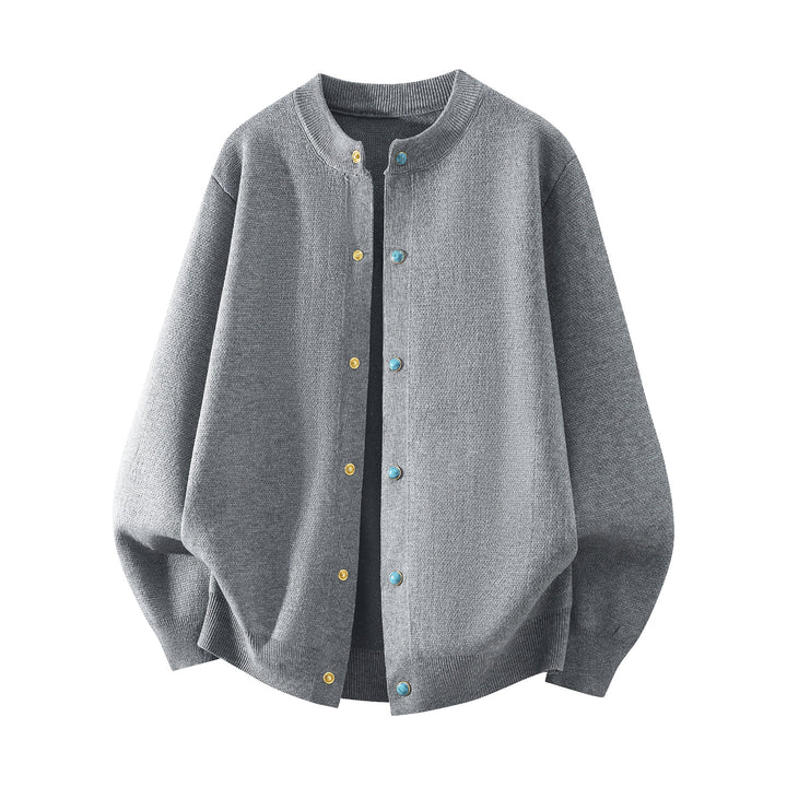 Unisex Oversized Knit Bomber Jacket with Snap Button Placket, Ribbed Cuff & Soft Waffle Texture Mune Fashion
