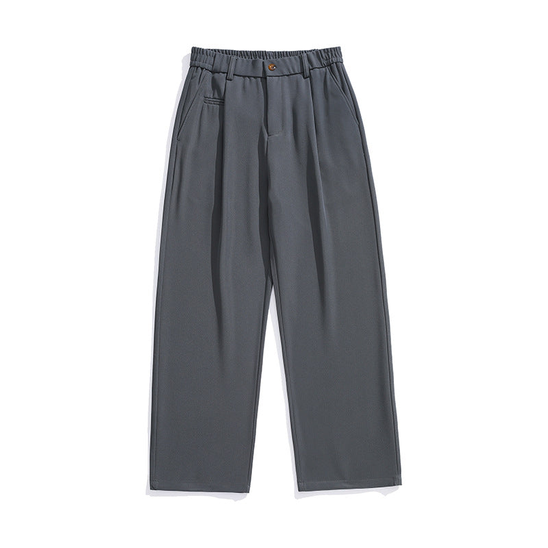 Damen Locker sitzende Bundfalten-Hose mit elastischem Komfortbund und geradem Saum Mune Fashion