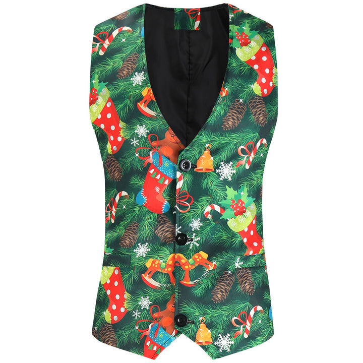 Men's Christmas Vest with Santa Allover Print and Tailored Fit Mune Fashion