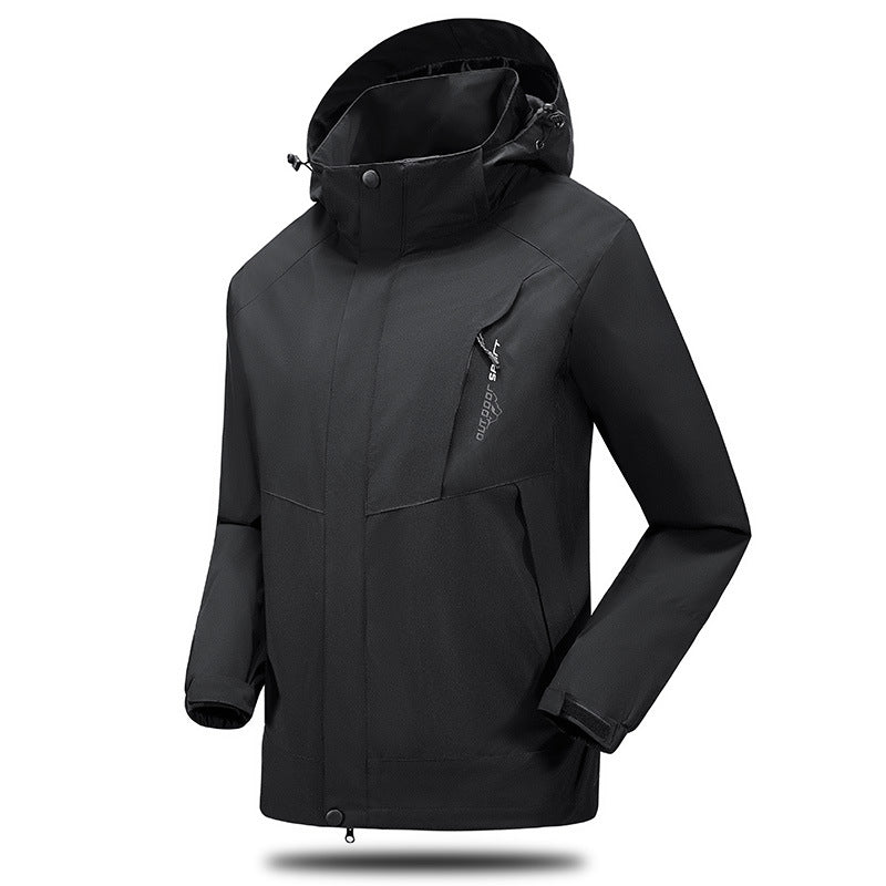 Men's water- and windproof softshell outdoor jacket with adjustable hood and zippered pockets Mune Fashion