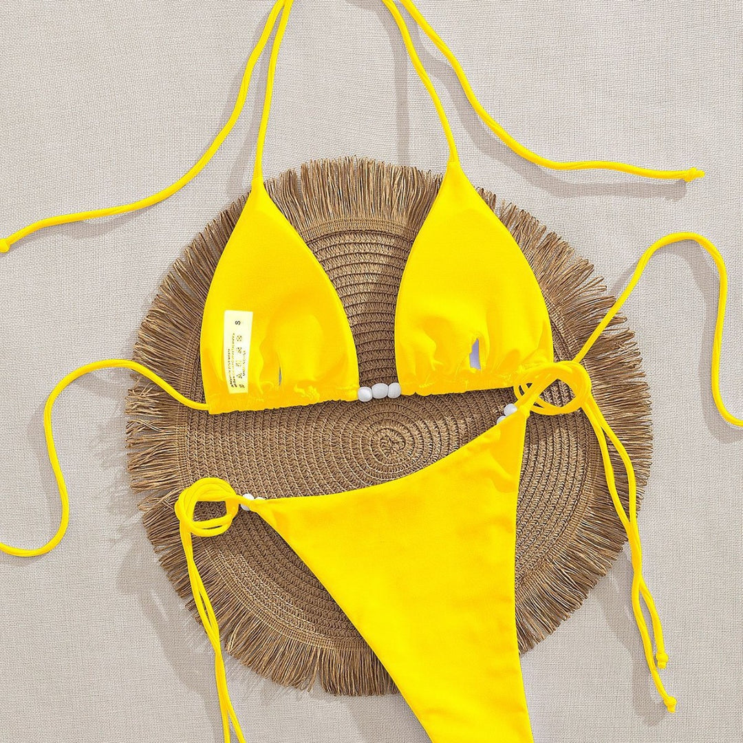 Women's triangle bikini with decorative pearl details Mune Fashion
