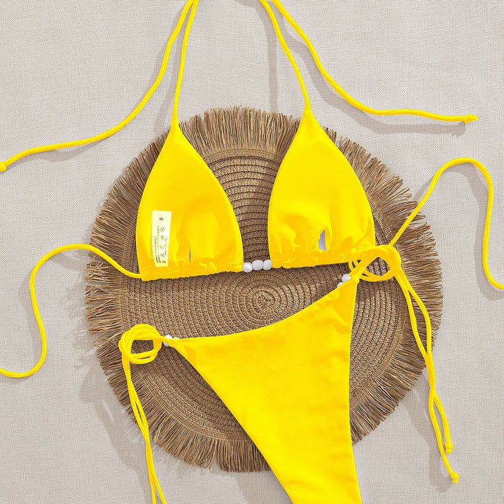 Women's triangle bikini with decorative pearl details Mune Fashion