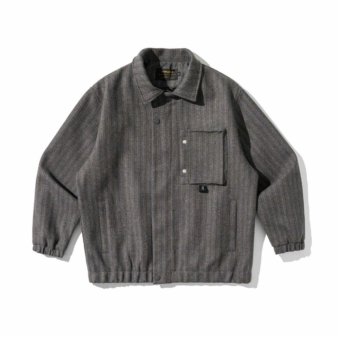 Unisex Structured Overshirt Blouson made of woven wool blend with button front Mune Fashion