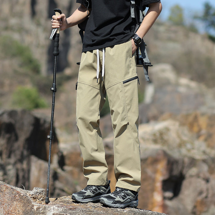 Men's Technical Trekking Pants with Zipper Pockets and Drawstring Waist Mune Fashion