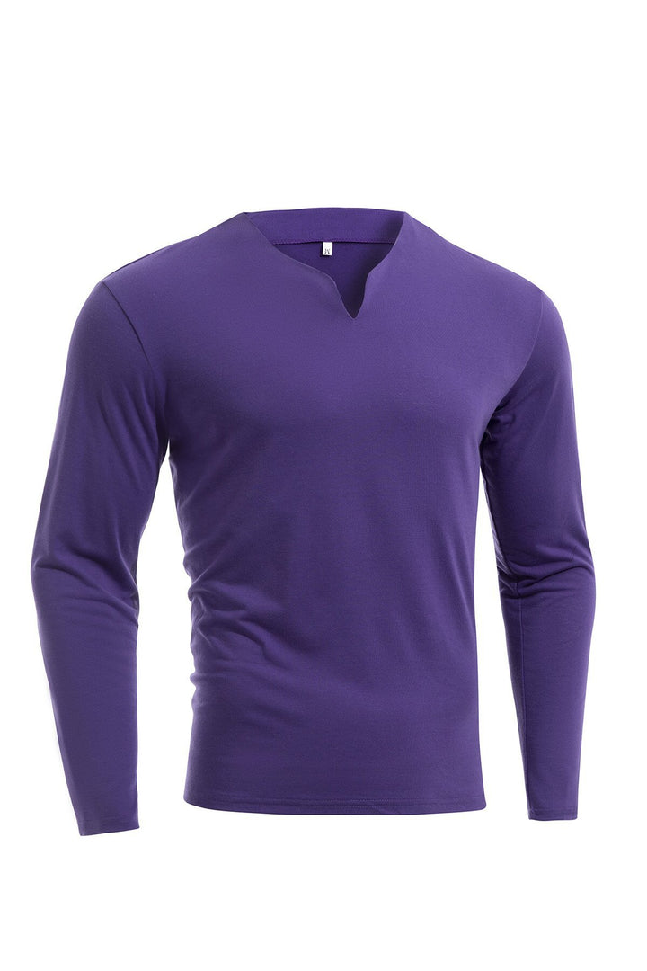 Men's long sleeve shirt with V-neck Slim Fit cotton blend and elastic comfort waistband Mune Fashion