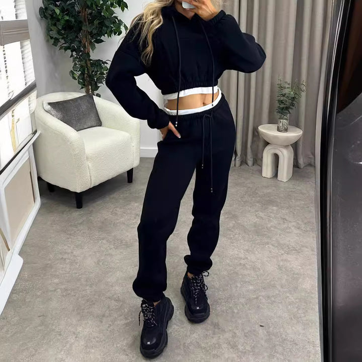 Women's cropped hoodie and high-waisted jogger set Mune Fashion