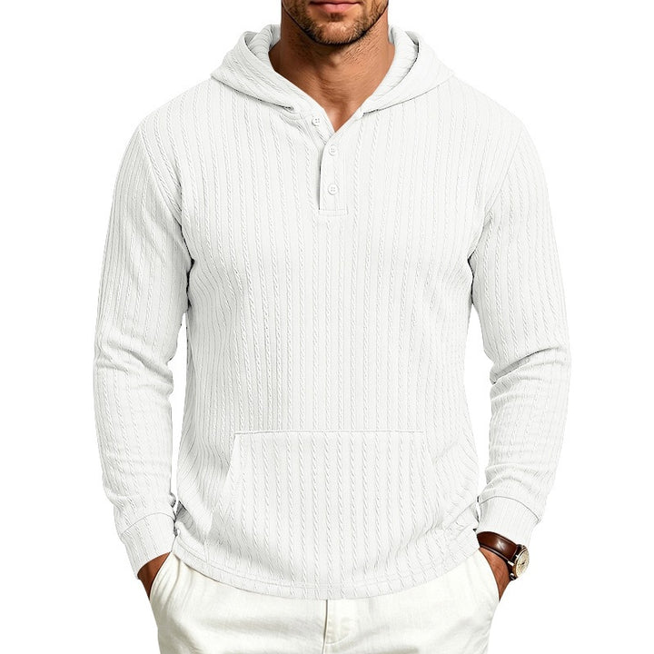 Men's hoodie with waffle texture, Henley placket and kangaroo pocket Mune Fashion