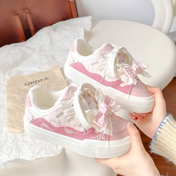 Ladies Playful Sneakers with Ruffle Detail and Friendly Animal Motifs Mune Fashion