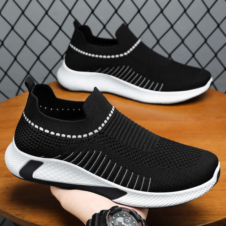 Unisex nan seamless knit slip-on running shoe with sock-like shaft and hexagonal cushioning sole Mune Fashion