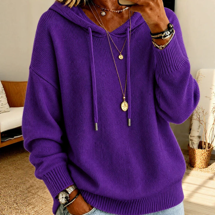 Women's Oversized Hoodie made of fine knit with drawstring and ribbed cuffs Mune Fashion