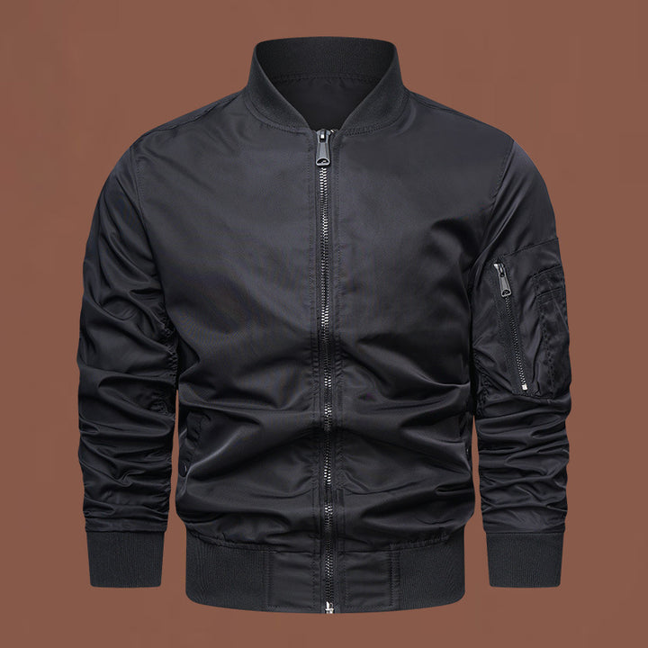 Men's lightweight nylon bomber with arm pocket, zipper and ribbed cuffs Mune Fashion