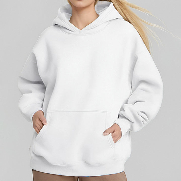 Ladies extra-long oversized hooded sweatshirt with kangaroo pocket, soft fleece lining, and drop shoulder Mune Fashion