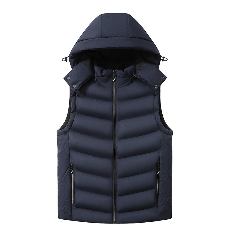 Men's quilted vest with removable hood, thermal lining, and water-repellent shell Mune Fashion