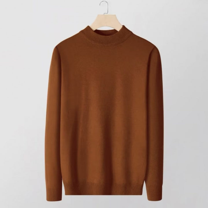 Women's fine knit stand collar pullover made of cotton blend with ribbed cuffs Mune Fashion