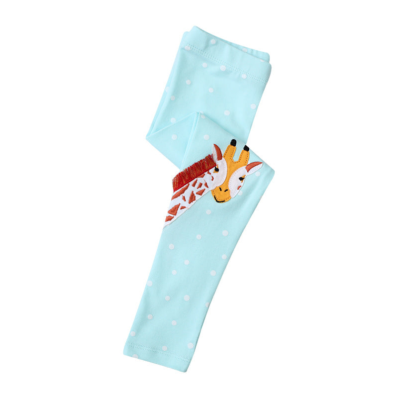 Girl leggings with charming giraffe and rainbow appliqué Mune Fashion