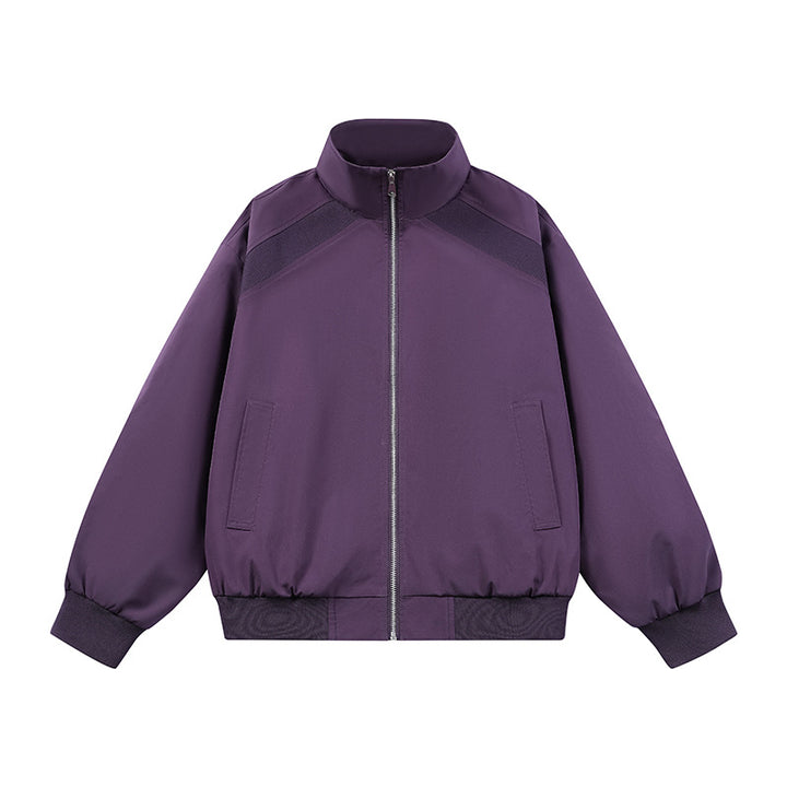 Men's faux velvet bomber jacket in oversized boxy cut with two-way zipper & elastic hem Mune Fashion