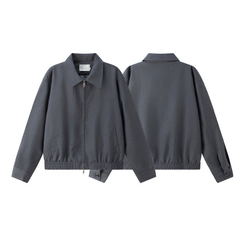 Unisex Lightweight Transition Blouson Jacket with Shirt Collar, Two-Way Zipper and Elastic Hem Mune Fashion