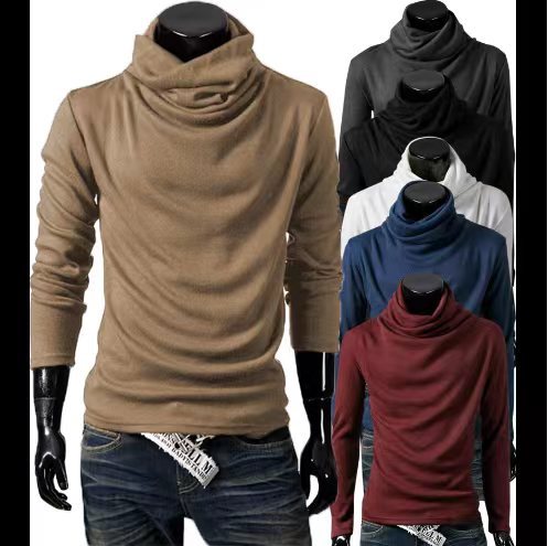 Men's Slim-Fit Long Sleeve Shirt with generous funnel neck and tailored silhouette Mune Fashion