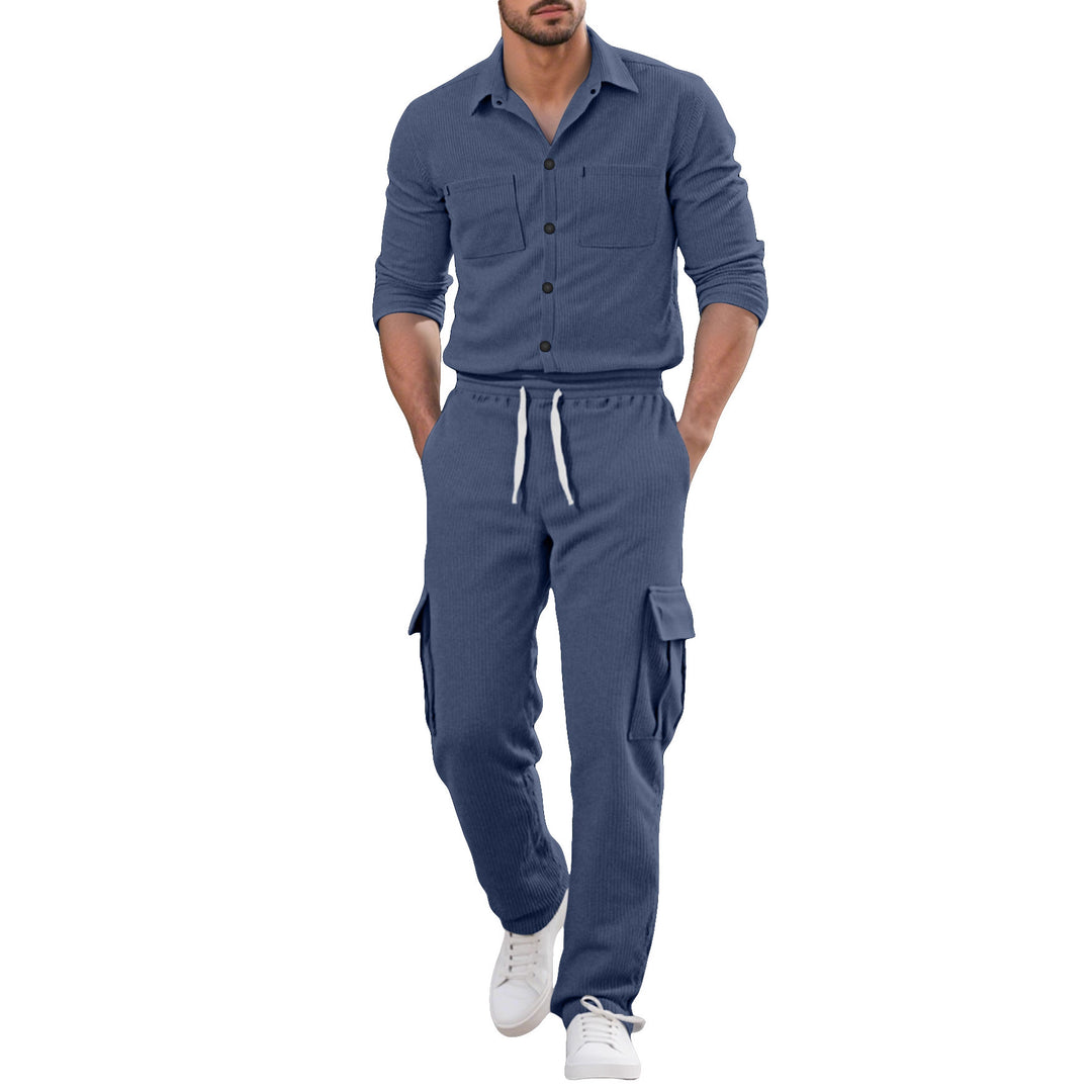 Men's ribbed worker shirt with chest pockets and relaxed cargo pants Mune Fashion