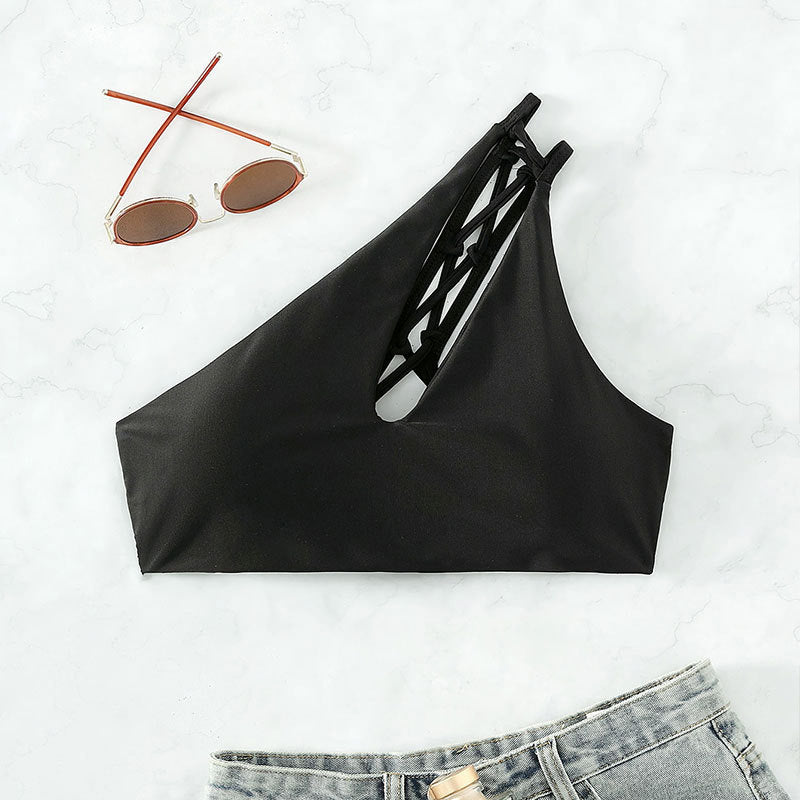 Women One-Sided Bikini Top with Creative Cut Mune Fashion