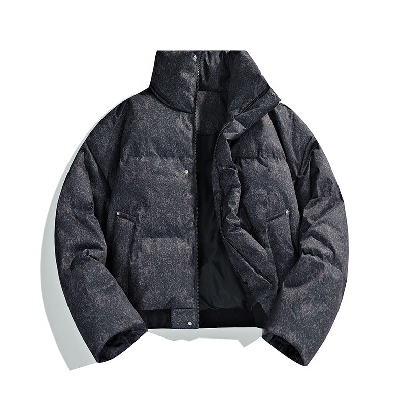 Men's short padded quilted jacket with high stand-up collar and matte structured optics Mune Fashion