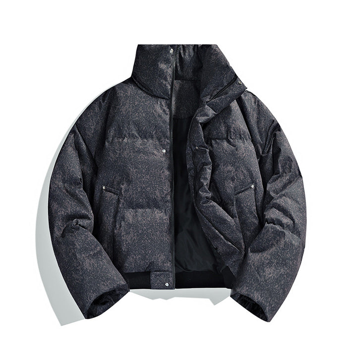 Men's short padded quilted jacket with high stand-up collar and matte structured optics Mune Fashion