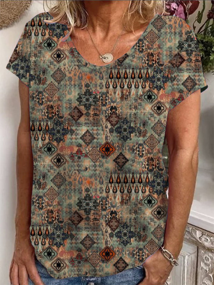 Ladies Loose Blouse with Colorful Paisley Pattern Mune Fashion