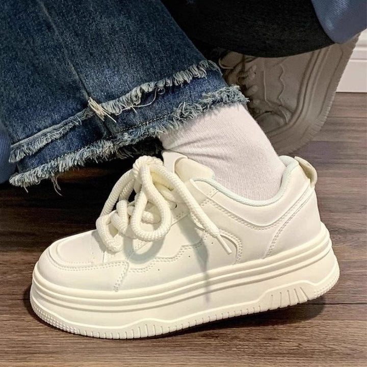 Women's Comfortable Sneakers with Thick Rubber Sole and Breathable Upper Material Mune Fashion