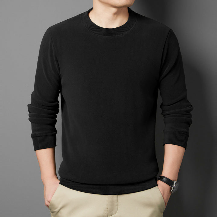 Men's fine round neck sweater made of cotton blend with ribbed cuffs and slim fit Mune Fashion