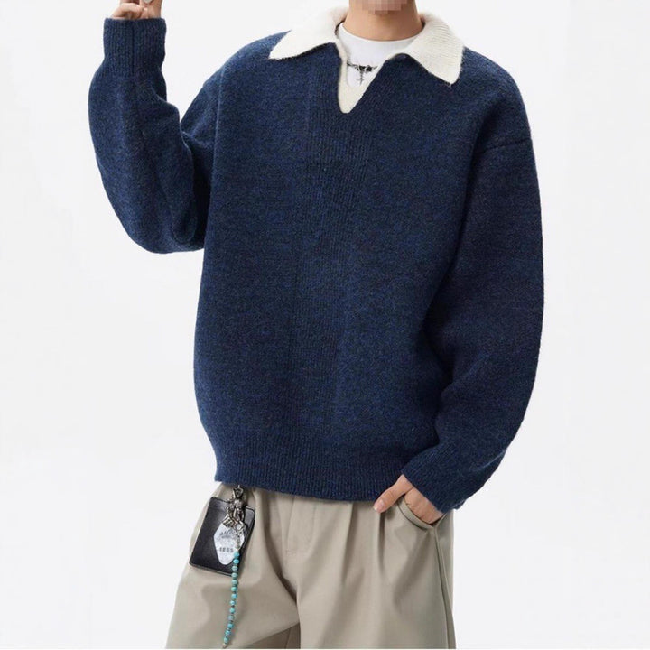 Women's Elegant Chunky Knit Sweater with V-Neck Mune Fashion