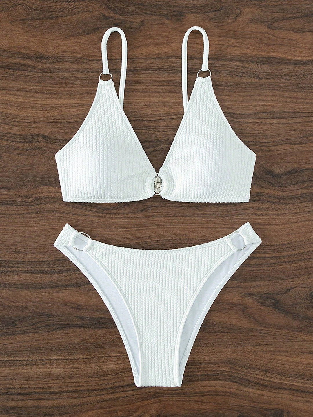 Ladies triangle bikini with ring embellishments Mune Fashion