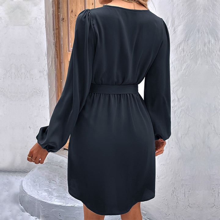 Ladies Elegant Wrap Dress with Stylish Belt Mune Fashion