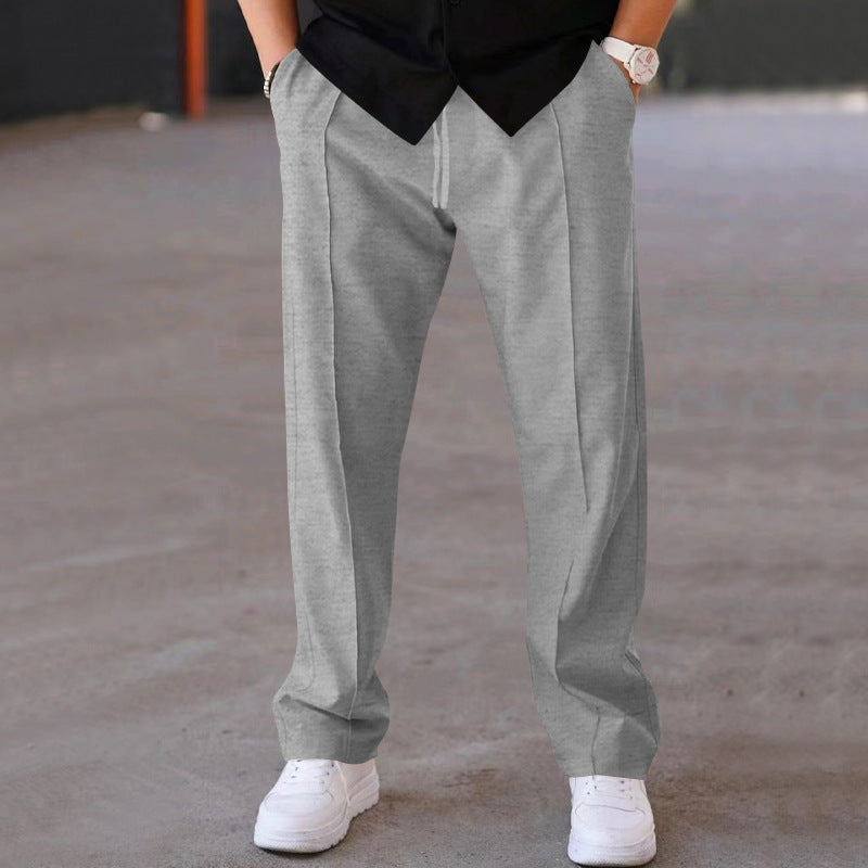 Men's Relaxed-Fit Casual Pants with Pleat, Drawstring and Side Pockets Mune Fashion