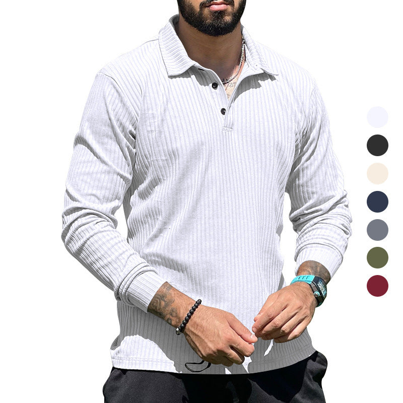 Men's ribbed long-sleeve polo with textured knit and half-button placket Mune Fashion