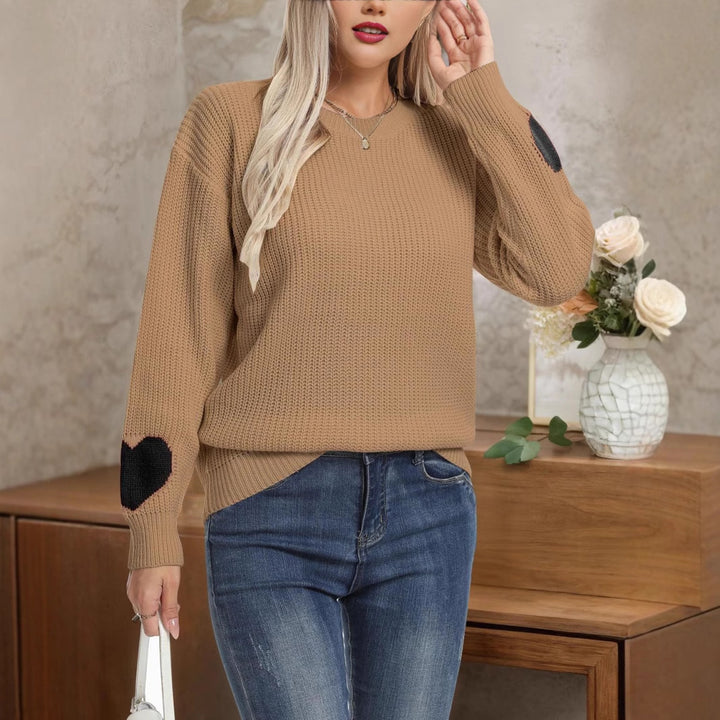Ladies' Fashionable Knit Sweater with Heart Details