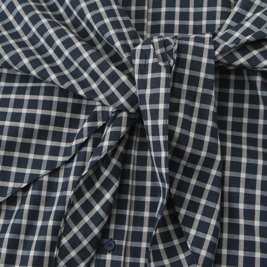 Women Checked Blouse Shirt with Asymmetrical Scarf Detail Mune Fashion