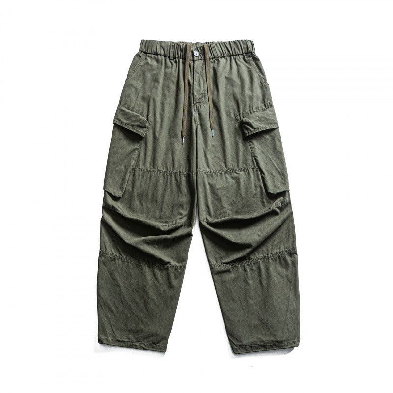 Men's Baggy Cargo Pants with Elastic Waistband, Drawstring, and Reinforced Knee Areas Mune Fashion