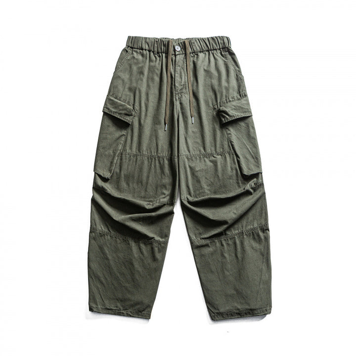 Men's Baggy Cargo Pants with Elastic Waistband, Drawstring, and Reinforced Knee Areas Mune Fashion