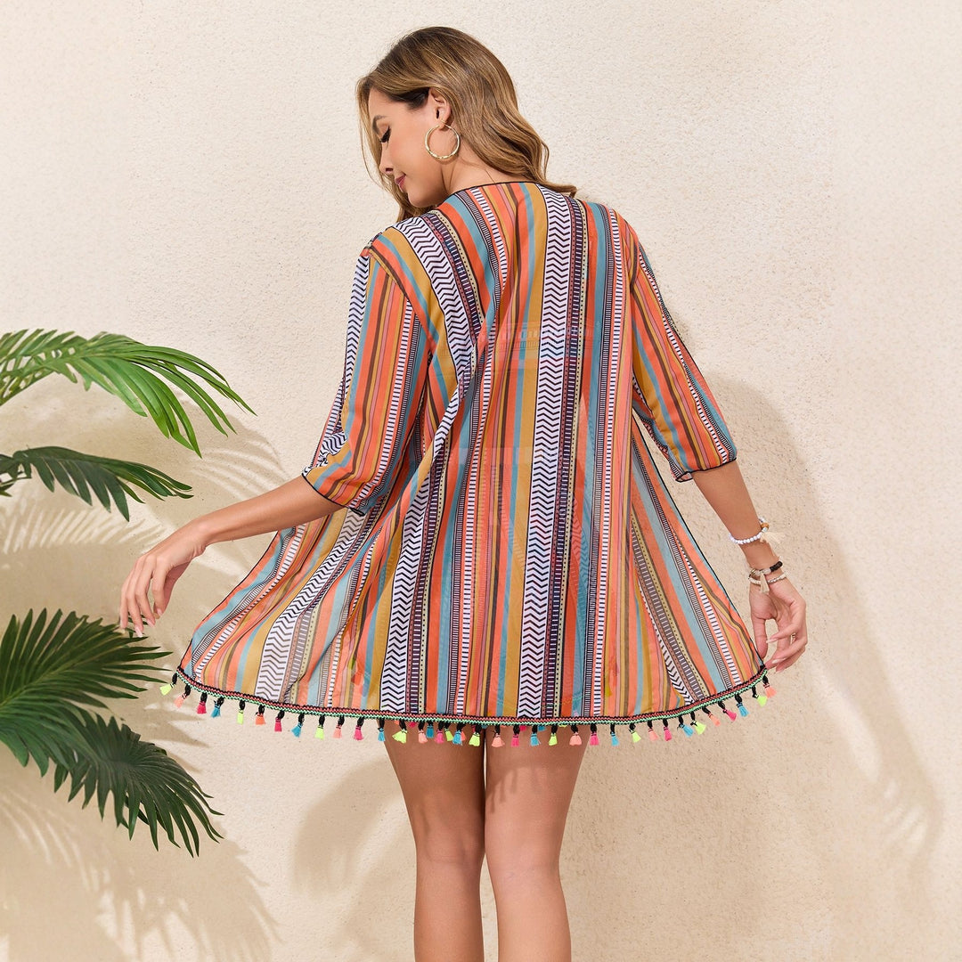 Women's Lightweight Beach Set with Colorful Tassels Mune Fashion