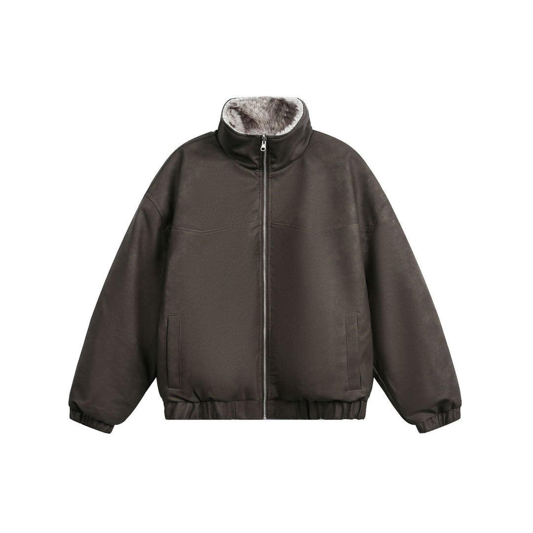 Men's Boxy Bomber in Aviator style with faux fur lining and high stand-up collar