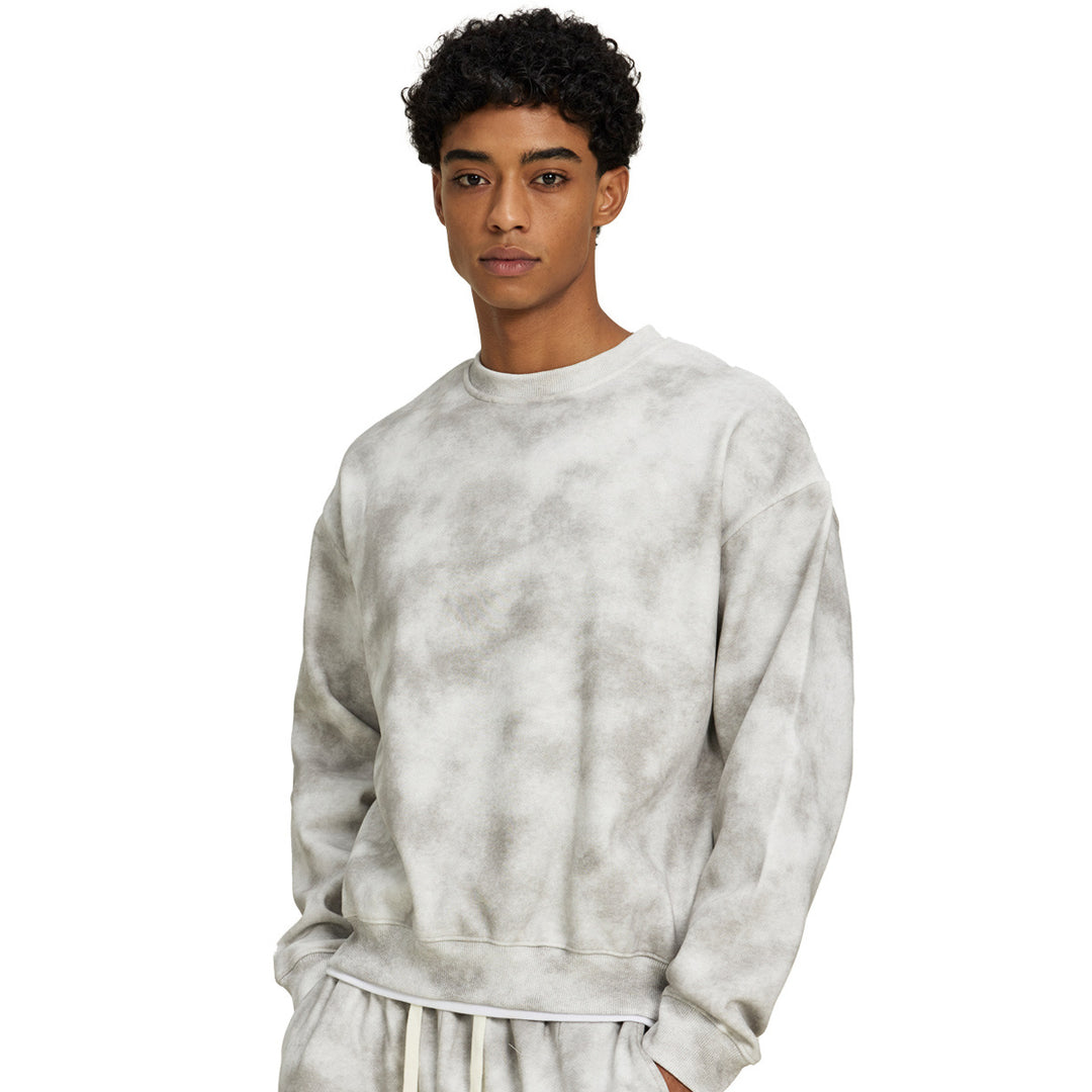 Men's Oversize Batik Sweatshirt made of Cotton Fleece with Round Neck Mune Fashion