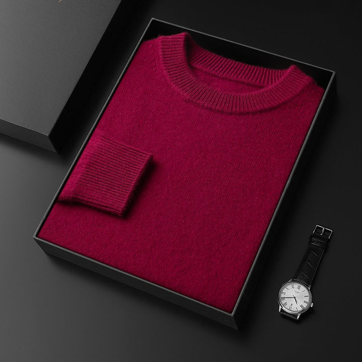 Men's Round Neck Pullover in Cashmere Look with Extra Soft Pile and Gift Box Mune Fashion